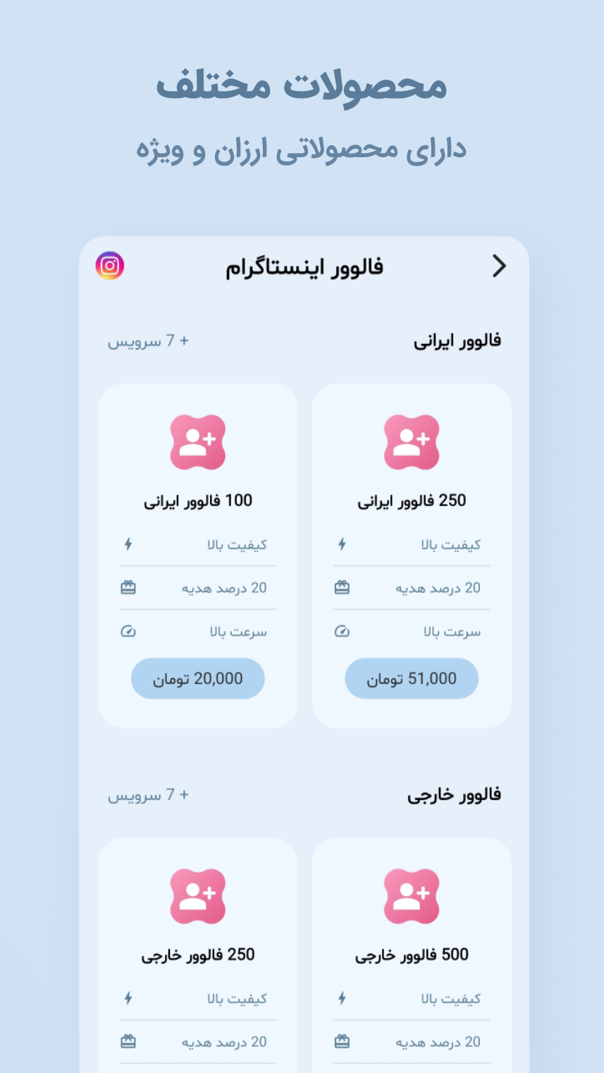 محصولات مختلف